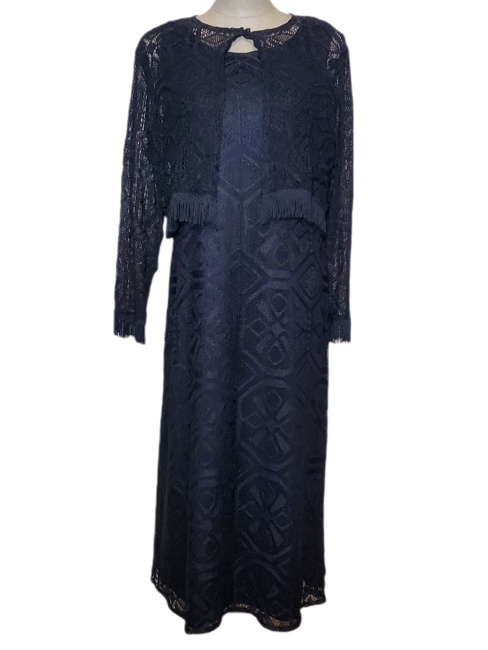 Ultra Dress Black Lace Dress With Long Sleeve Bolero Sz 12P